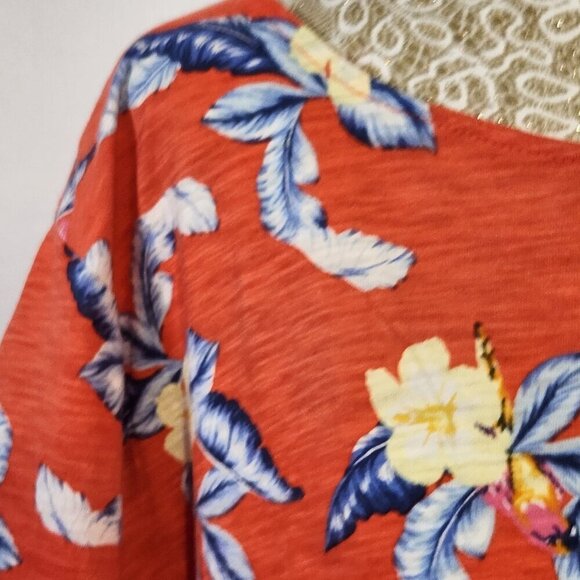 Old Navy Women's Size 4X Tropical Print Short Sleeve  Round Neck Tie Front Top - Picture 4 of 14